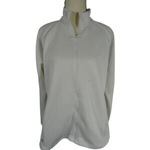 Adidas Women's XL White Zippered Athletic Jacket Chevron  Texture Design